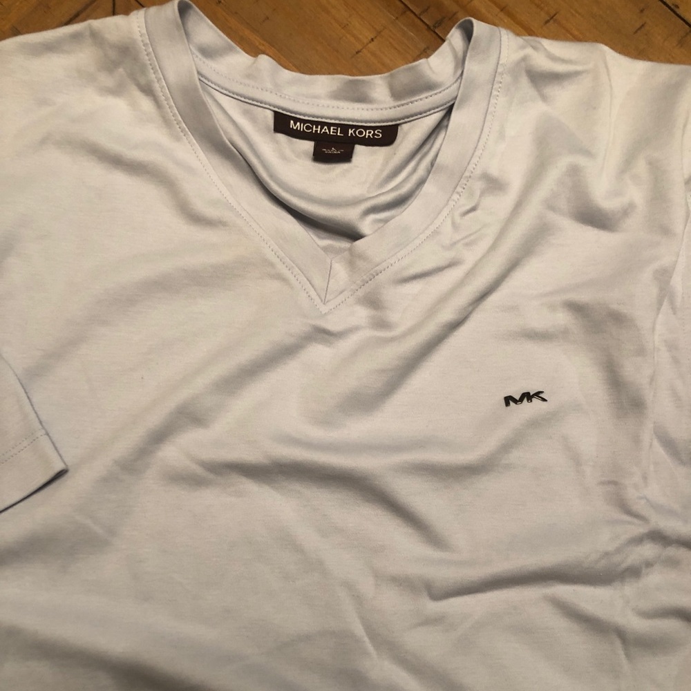 Michael Kors slate blue-silver v-neck szL pristine